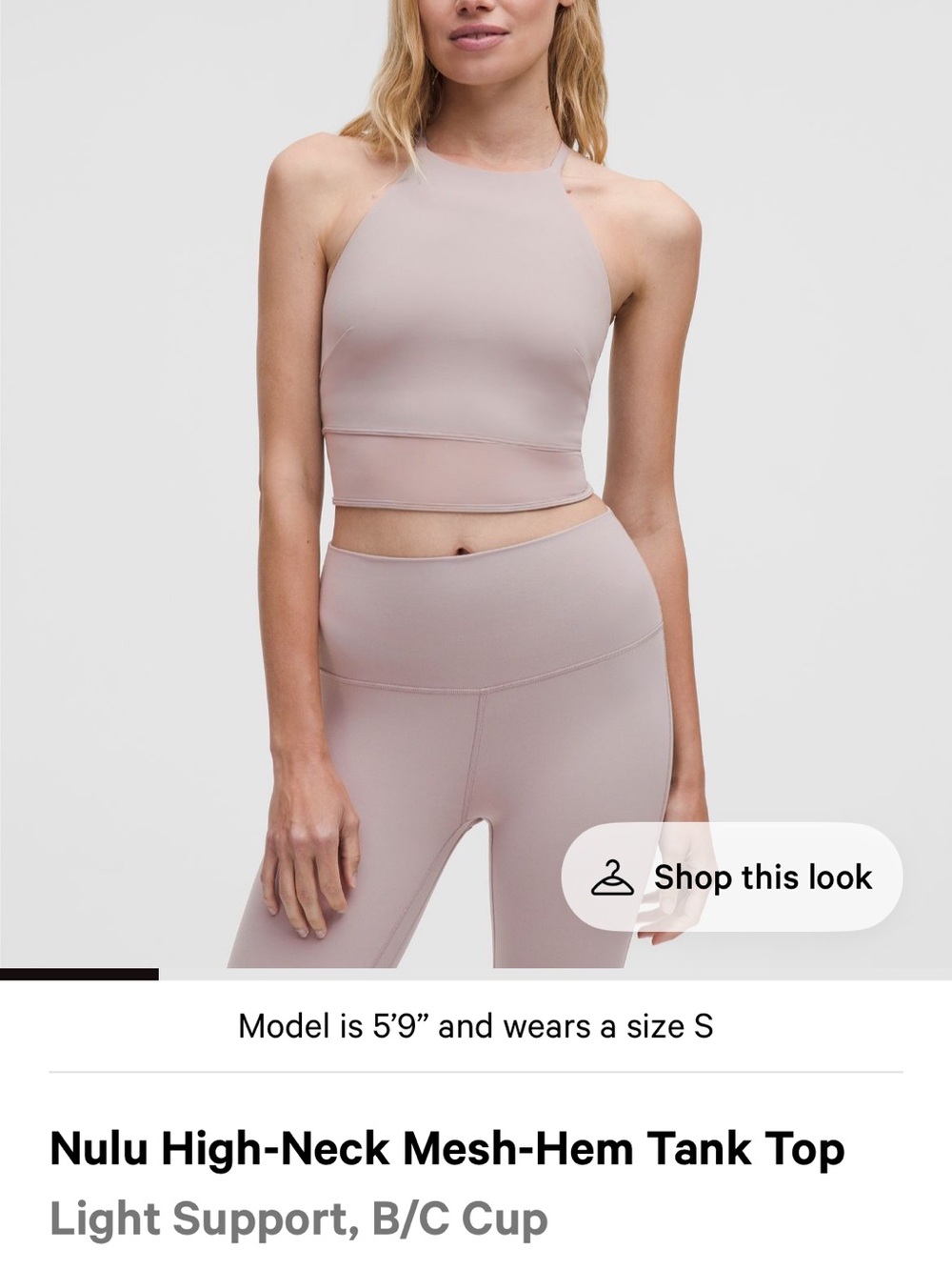 lululemon athletica High-Neck Crop Sports Bra Top - Dusty Pink